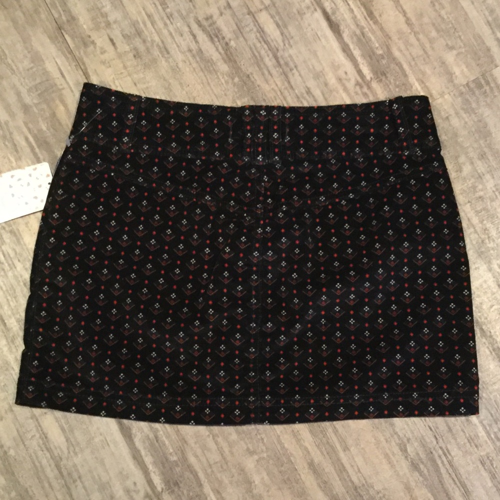 NWT Free People Black Printed Joanie Cord Skirt - Picture 6 of 8